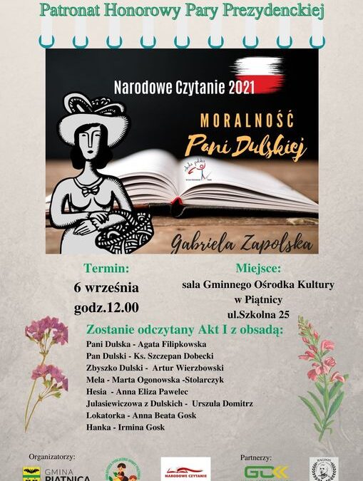 Narodowe Czytanie 2021 – Moralność Pani Dulskiej – 6.09.2021