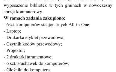 „KRASZEWSKI. KOMPUTERY DLA BIBLIOTEK ” ze środków Instytutu Książki