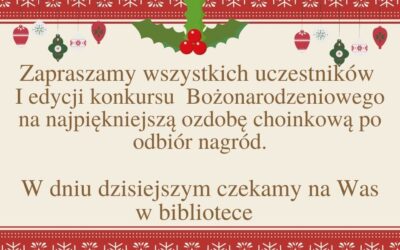 Zapraszamy po odbiór nagród.