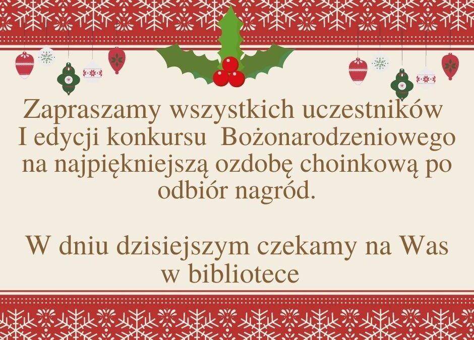 Zapraszamy po odbiór nagród.