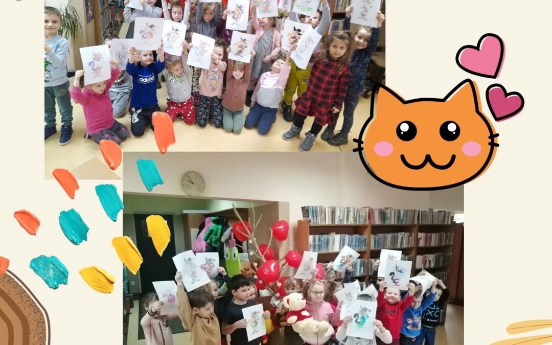 Światowy Dzień Kota z 5-latkami w bibliotece.
