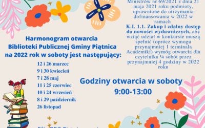 Biblioteka czynna w soboty.