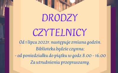Zmiana godzin otwarcia biblioteki.
