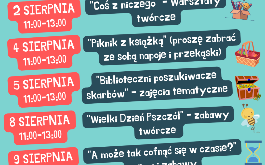 Zapraszamy na wakacje z Filią Biblioteczną w Jeziorku!