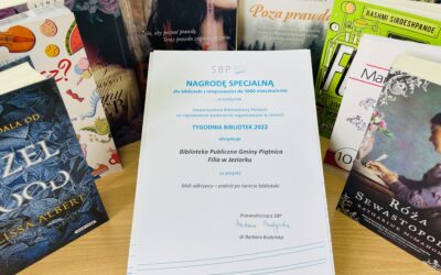 Otrzymaliśmy nagrodę specjalną w Konkursie SBP na najciekawsze wydarzenie organizowane w ramach Tygodnia Bibliotek 2022