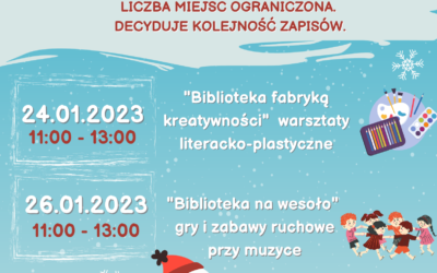 Zapraszamy na ferie zimowe w Filii Bibliotecznej w Jeziorku!