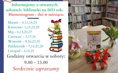 Biblioteka otwarta w SOBOTY – Harmonogram.
