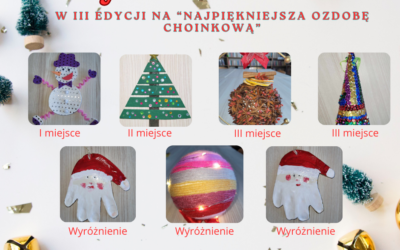 WYNIKI KONKURSU – w III edycji konkursu bożonarodzeniowego na „Najpiękniejszą ozdobę choinkową”