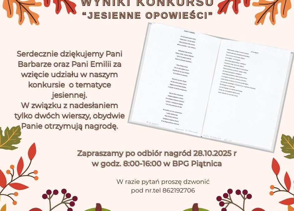 Wyniki konkursu „Jesienne opowieści”