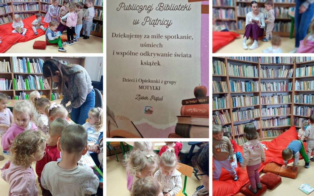Grupa Motylki ze Żłobka Piątuś w bibliotece.