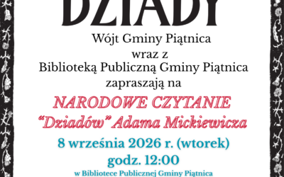 15 edycja Narodowego czytania – Serdecznie zapraszamy.